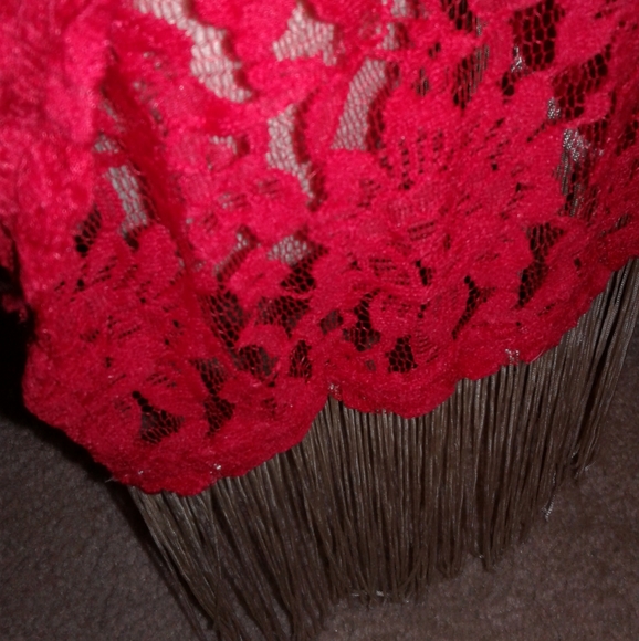 Red Lularoe Lace Monroe Top blouse shirt cover up - Picture 7 of 8